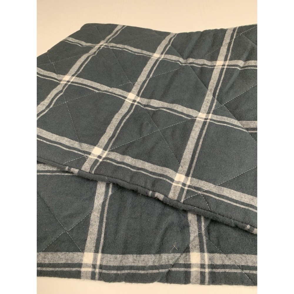 The Company Store Slate Blue and White Plaid Quilted Pillow Sham - Picture 4 of 9